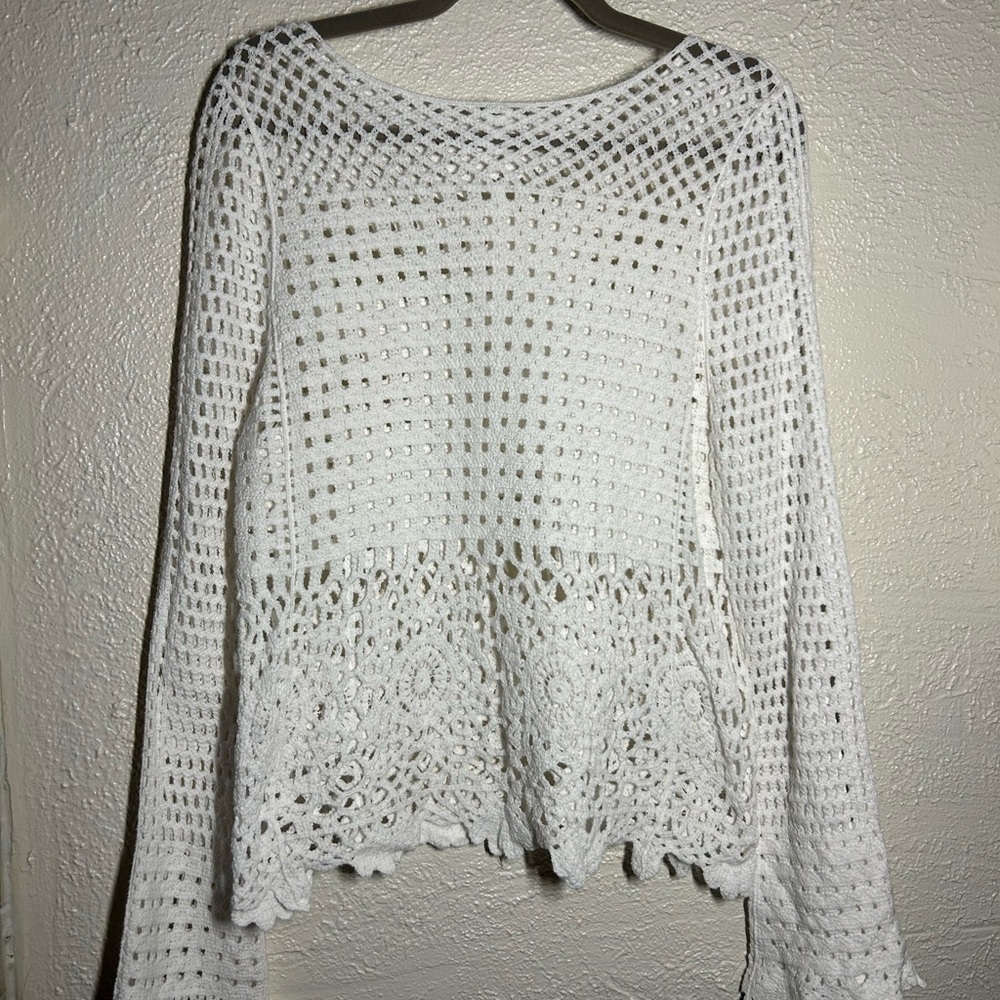 Pink Lily White Crochet Top